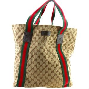 Gucci web brown GG canvas & leather tote